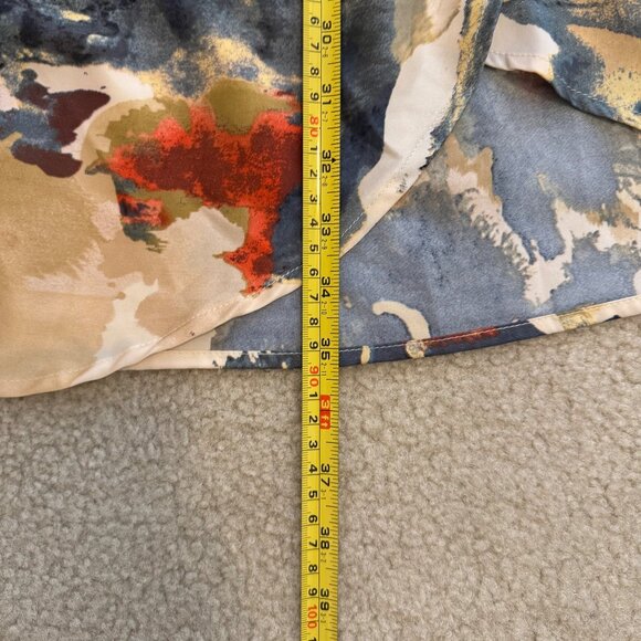 Luxxel Long Sleeve Satin Colorful Wrap Mini Dress Size S Abstract Fall Wedding - Picture 8 of 10